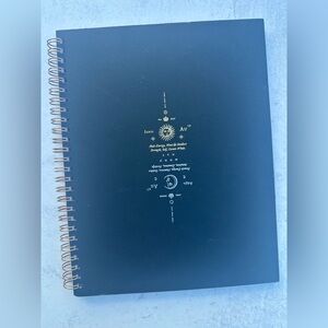 Black Spiral Notebook with Gold Accents Celestial Moon Sun Planner Calendar